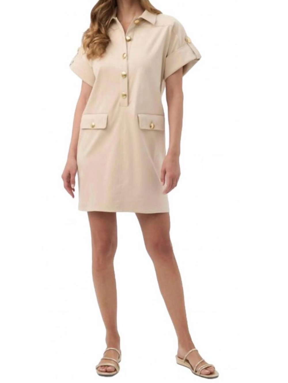 NWT Trina Turk Sequoia Suede Tan Button-Front Dress